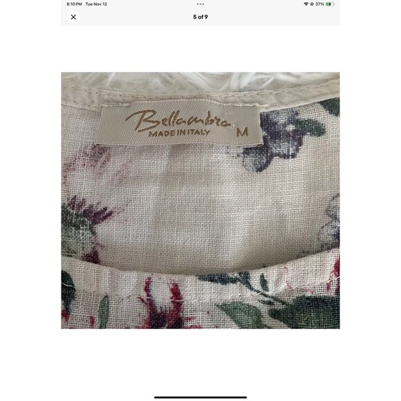 Bellambra Womens 100% Linen Floral Lightweight Blouse Made In Italy Size Medium - Picture 5 of 9